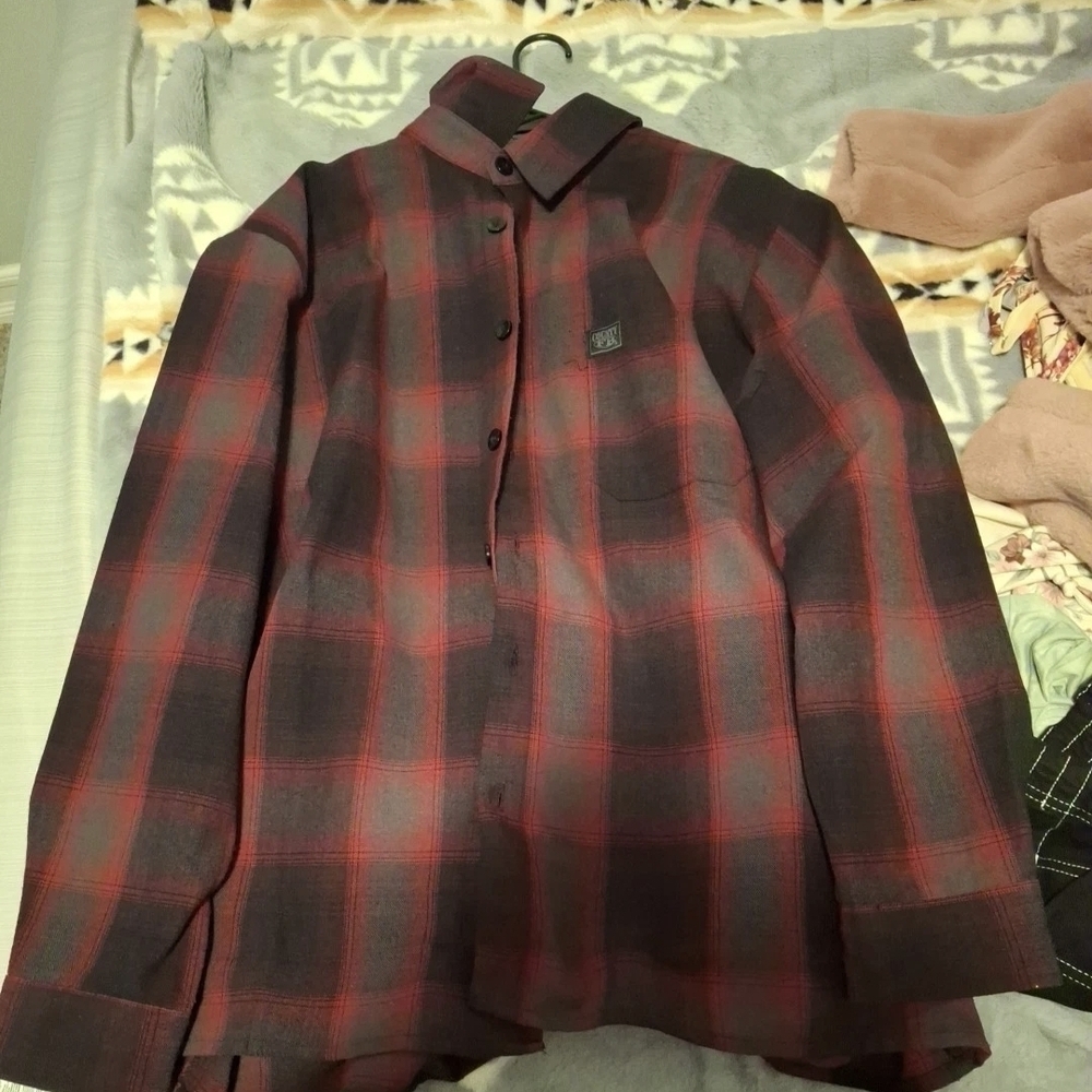Ben Davis Red and Black Plaid Work Shirt Jacket